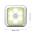 thumbnail image 2 of Inteprter Luz nocturna Sensor de movimiento 6 LED Luz Lámpara de noche de inducción humana para hotel en casa Iluminación y accesorios Pipa cálida concha plateada cuadrada, 2 of 6