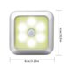 thumbnail image 2 of Inteprter Luz nocturna Sensor de movimiento 6 LED Luz Lámpara de noche de inducción humana para hotel en casa Iluminación y accesorios Pipa cálida concha plateada cuadrada, 2 of 6