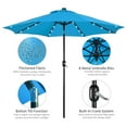 thumbnail image 3 of WDZS 9FT Solar Powered Patio Umbrella - UV Protection Market Table Umbrella w/ 32 LED Lights & Push Button Tilt & Crank Lift System for Garden/Lawn/Deck/Backyard/Pool,Sky Blue, 3 of 9