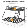 thumbnail image 3 of Netrum Twin over Full Bunk Bed for Teens Adults,Heavy Duty Metal Bunk Beds Frame with Ladder,Twin Full Size Bed Bunk Bed with Safe Guardrail for Small Rome,Black, 3 of 12