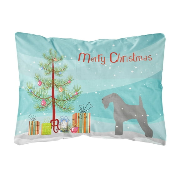 Carolines Treasures BB2910PW1216 Kerry Blue Terrier Merry Christmas Tree Canvas Fabric Decorative Pillow, 12H x16W,