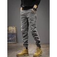 thumbnail image 5 of Pantalones cargo grises para hombre, multibolsillos, negros, ajustados, con múltiples bolsillos, de estilo coreano, de algodón y nailon, Y2k, de lujo, 5 of 5