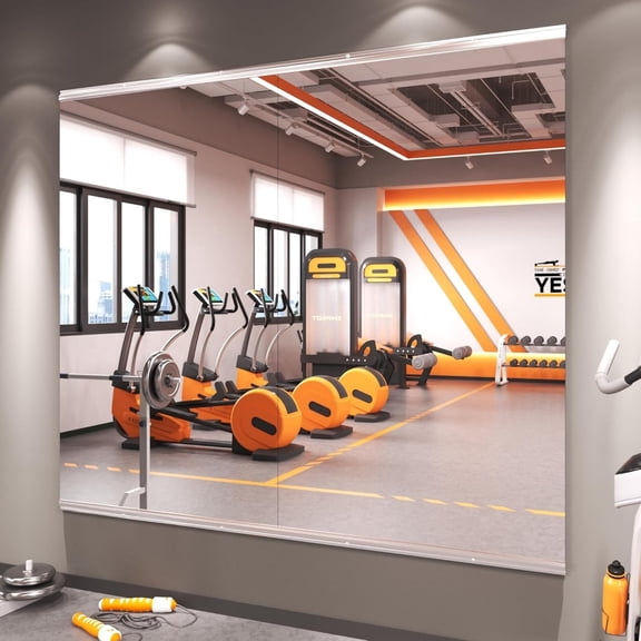 GODCHAR Home Gym Mirror 48"x30" 2-Pack, Frameless Full Body Wall Mirror, Shatterproof Tempered Glass for Yoga, Dance, Garage Gym