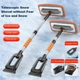 thumbnail image 2 of Extendable Snow Brush and Ice Scraper, All-in-One (27"-35.4") with 180° Pivoting Head & EVA Grip for Complete Windshield Cleanup (Orange), 2 of 13