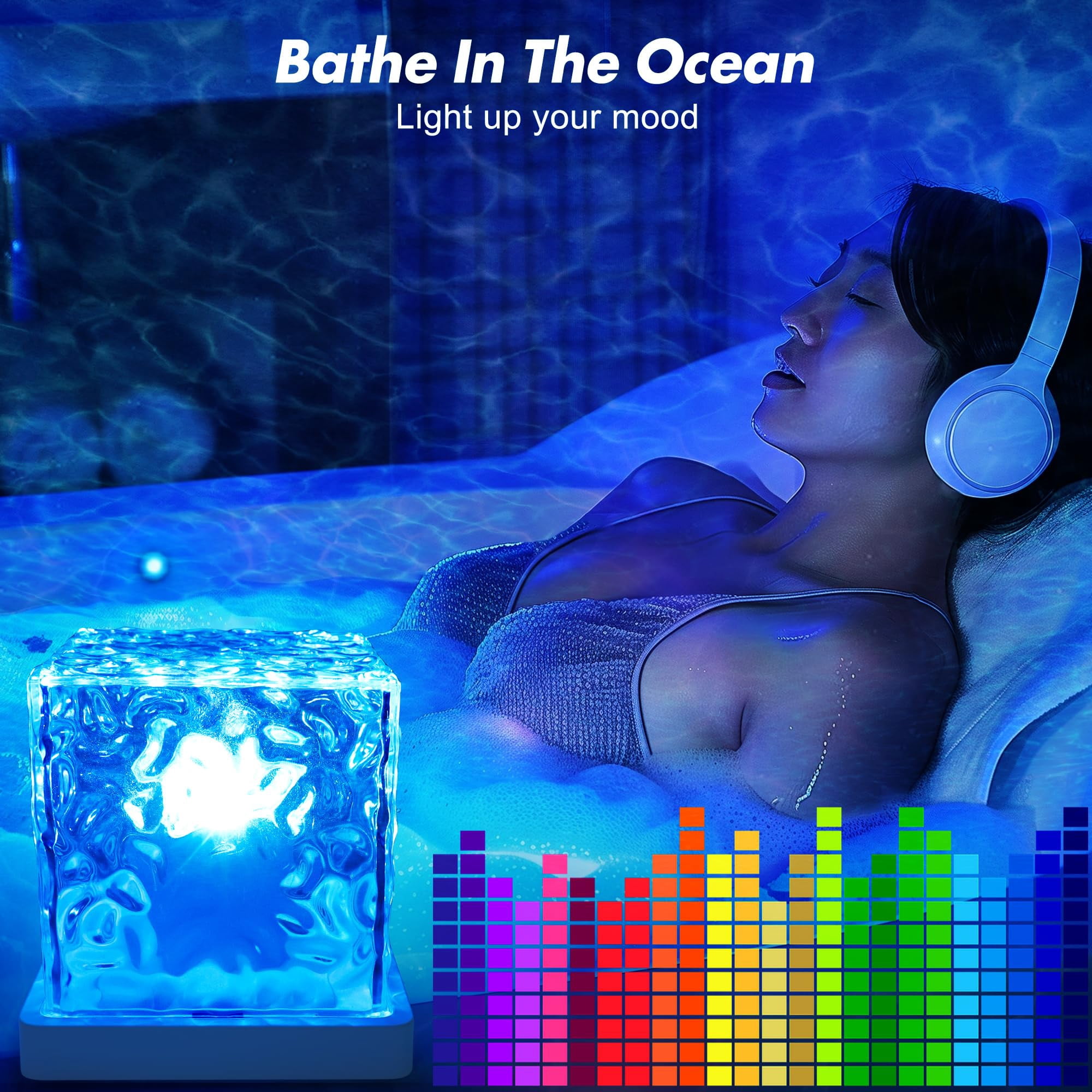 Ocean Wave Projection Lamp, 16 Color RGB Mood Light with Remote, 3D Water Ripple Night Light for Kids Room, Meditation, Yoga, Home Decor(2 Pcs)