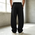thumbnail image 4 of Yongwang Mens Baggy Sweatpants Drawstring Elastic Waist Wide Leg Pants Athletic Outfits Long Trousers with Pockets, 4 of 8