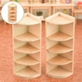 thumbnail image 3 of Rushawy 2pcs Mini Wooden 1:12 Dollhouse Furniture DIY Toys Cabinet and Round Stool, 3 of 9