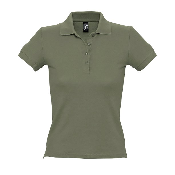 SOLS- Polo de manga corta de algodón piqué para mujer (Caqui)
