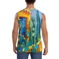 thumbnail image 4 of Balery Bright Paper Cactus Scene Camisetas sin mangas para hombre, absorbe la humedad y protege contra el mal olor.-X-Large, 4 of 7