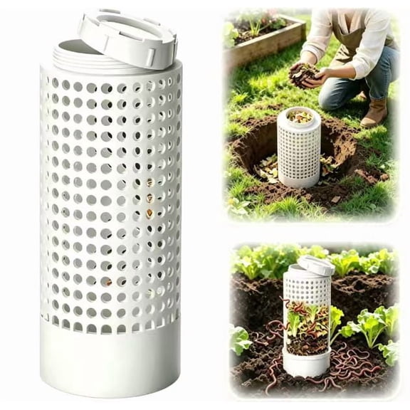 Inground Worm Composter, Underground Worm Farm, Worm Compost Bin, Garden Vermicomposting Bin with Holes and Lid for Outdoor Gardening & Kitchen Organic Waste Composting(4.33")
