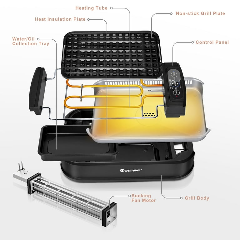 Costway Smokeless Electric Grill Portable Nonstick BBQ w/ Turbo Smoke Extractor Costway Smokeless Electric Grill Portable Nonstick BBQ w/ Turbo Smoke Extractor
