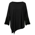 thumbnail image 4 of LYXSSBYX Womens Plus Size Tops Clearance Women Casual Plus Size Round Neck Solid Long Sleeve Irregular Sweatshirt Loose Print Pullover Tops Blouse, 4 of 7