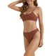 thumbnail image 4 of Conjuntos de bikini de tirantes ajustables para mujer de 2 piezas, parte inferior de cintura alta acanalada, trajes de baño, talla X-Large, rojo oscuro, 4 of 5