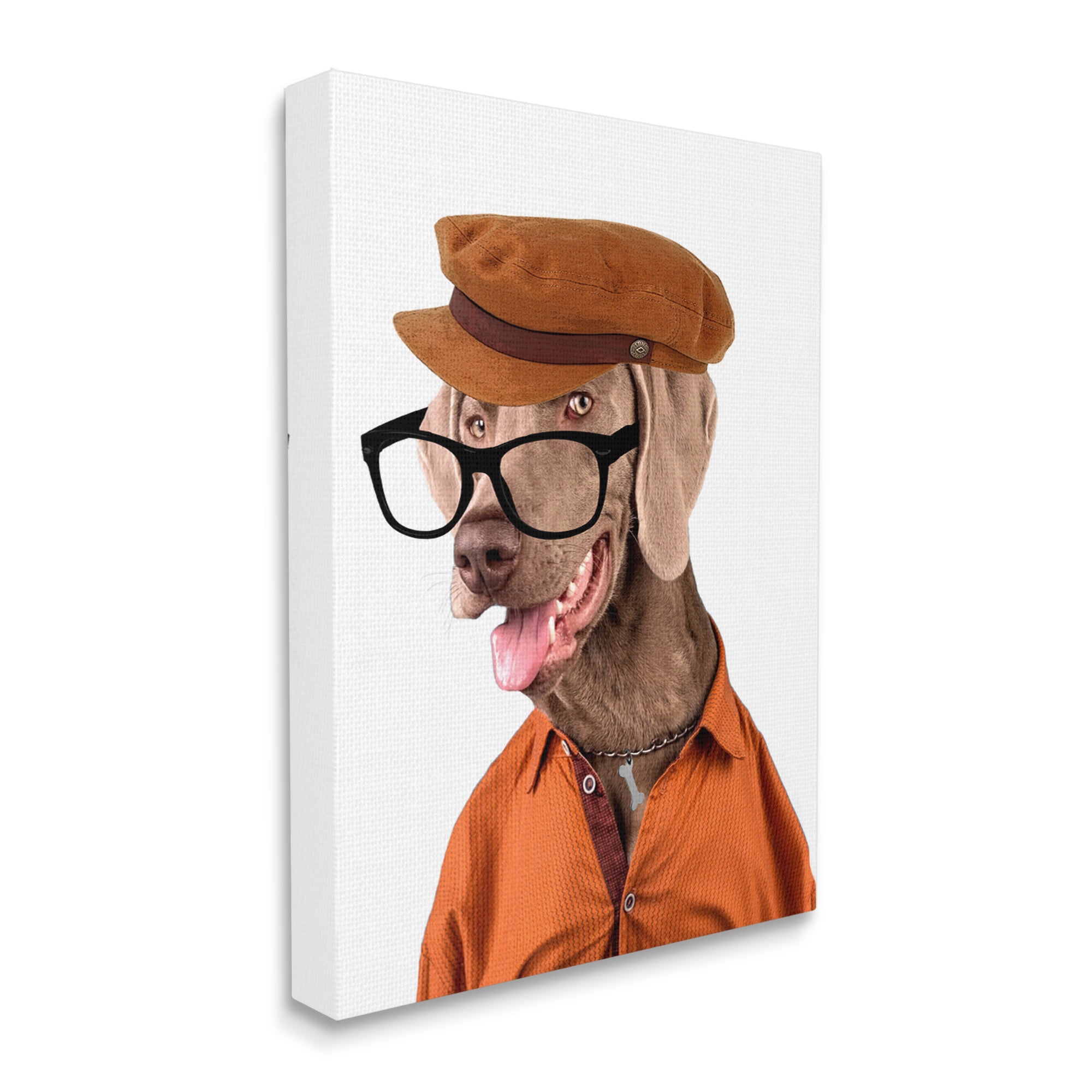 Stupell Industries Schoundrel Dog in Glasses Animals & Insects Painting Gallery Wrapped Canvas Print Wall Art, 30 x 40