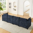thumbnail image 4 of Miekor Furniture Comfy Cloud Couch Sectional 4 Seat Sofa with 2 Ottoman, Chenille Sofa Sleeper Deep Seat Sofa with Throw Pillows for Living Room(Blue) No7847, 4 of 9