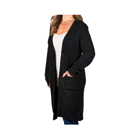 Modern Canvas Womens Size Small L/S Open Front Cardigan, Black