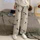 thumbnail image 5 of Pantalones de dormir para mujer, bonitos dibujos animados, verano 2024, finos, informales, para el hogar, con aire acondicionado, pantalones holgados de pierna ancha y rectos para mujer, 5 of 5