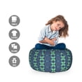 thumbnail image 2 of Blue and Green Storage Toy Bag Chair, Symmetric Geometric Vertical Borders with Zig Zag Stripes, Stuffed Animal Organizer Washable Bag, Large Size, Pale Green Dark Blue, by Ambesonne, 2 of 3