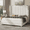 Cream, variant on PLAUIN King Bed Frame for Adult with Channel Tufted and Wingback Headboard,Velvet Purple