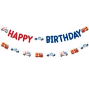 Sursurprise Emergency Vehicle CORNET Party Decorations, Emergency Vehicle Banner, Supply Team Rescue Sign, First Responder Transportation Firetruck Police Ambulance Party Supplies