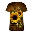 thumbnail image 4 of Hauts pour Femmes T-Shirt à Manches Courtes Col Rond Imprimé Tournesol Papillon Hauts d'Été pour Femmes, 4 of 4