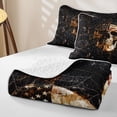 thumbnail image 4 of Homewish USA Flag Skull Bed Spread Queen,Halloween Spider Web Queen Coverlet Set,Cream Black,3-Piece, 4 of 7