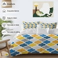 thumbnail image 3 of Yellow Blue Bedding Duvet Cover Set Queen Size 4 Pieces Moroccan Trellis Retro Abstract Geometric Bedding Set with Zipper Closure, 1 Comforter Cover 90x92 Inches 1 Flat Sheet & 2 Pillow Cases, 3 of 7