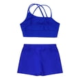 thumbnail image 4 of TiaoBug Kids Girls 2 Piece Dance Sport Outfits Gymnastics Dancewear Cami Crop Top with Booty Shorts Set Royal Blue 14, 4 of 7