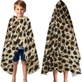 thumbnail image 3 of Brown and Black Leopard Print Hooded Bath Towel，60"x35" for Ages 3 To 12 Kids, Quick Dry Lightweight Soft Microfiber Hood Beach Towel Cover Up for Kids, 3 of 7