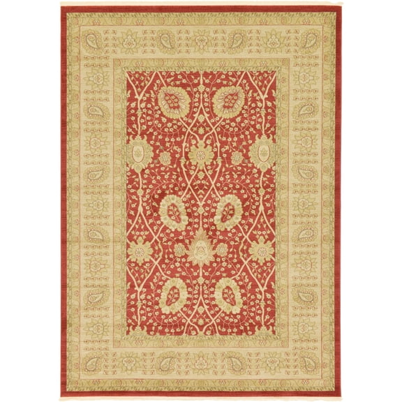 Unique Loom Adel Edinburgh Rug Red/Brown 8' x 11' 2" Rectangle Floral Traditional Perfect For Living Room Bed Room Dining Room Office