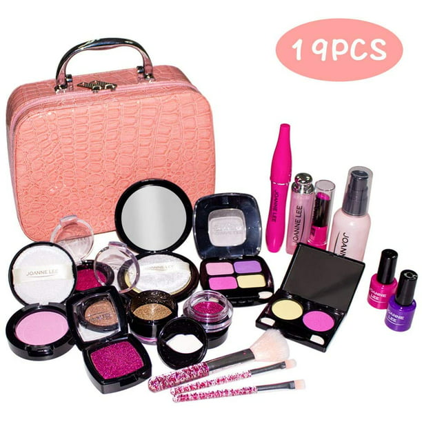 Kids Pretend Makeup Kit with Cosmetic Bag for Girls 3-10 Year Old  -Including Pink Brushes,Eye Shadows, Lipstick,Mascare,Gittler Pot, Liquid  Foundation,Nail polish bottle and More(Not Real Makeup) - Walmart.com