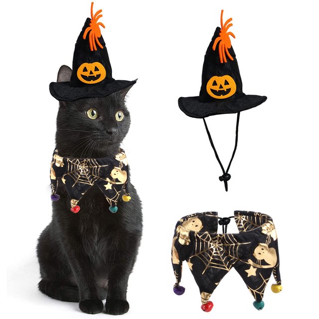 Disfraz de Halloween para mascotas, disfraz de gato, capa con sombrero, mago, animal pequeño, gatito, cachorro, cosplay, fiesta de Halloween, decoración para mascotas (telaraña) oso de fresa Electrónica