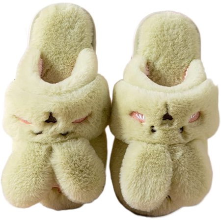 

PIKADINGNIS Womens Slippers Cute Animal Bunny Faux Fur Fluffy Winter Slip-On House Slippers Warm Plush Fuzzy Anti-Skid Indoor Outdoor Shoes