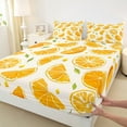thumbnail image 3 of Manfei Cartoon Orange Twin Sheet Sets for Teen, Green Leaf Twin Fitted Sheet, Yummy Fruit Print Flat Sheet, Ultra Soft Home Decor, 3pcs, 3 of 7