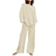 thumbnail image 1 of Conjunto de 2 piezas para mujer: top de manga larga con cordón y pantalones de pierna ancha - Color liso informal, material de algodón, tallas S-XXXXXL, 1 of 6