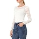 thumbnail image 4 of INSPIRAR CHIC Blusas de Encaje Floral Semitransparentes de Manga Larga con Volantes para Mujeres 2XL Blancas, 4 of 8