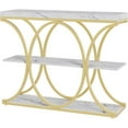 thumbnail image 4 of 39" Narrow Console Tables for Entryway, Industrial 3-Tier Sofa Table with Round Metal Base and Storage Shelves for Living Room, Hallway, Foyer, 4 of 8