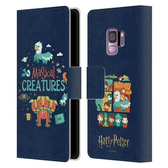 Head Case Designs Officially Licensed Harry Potter Deathly Hallows I Magical Creatures Leather Book Wallet Case Cover Compatible with Samsung Galaxy S9