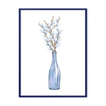 Designart 'Bunch of White Pussy Willow Twigs II' Farmhouse Framed Canvas Wall Art Print