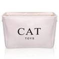 thumbnail image 3 of Canvas Storage Basket Rectangular with Handles 7.5''x16''x12.25'', Household Storage For Blankets, Towels, Toys - White Canvas, Cat Toys Print - 3 Pack, 3 of 8