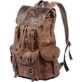 thumbnail image 2 of CAILDANL Leather Backpack for Men, Waxed Canvas Shoulder Rucksack Carry-On Travel Backpack, 2 of 9