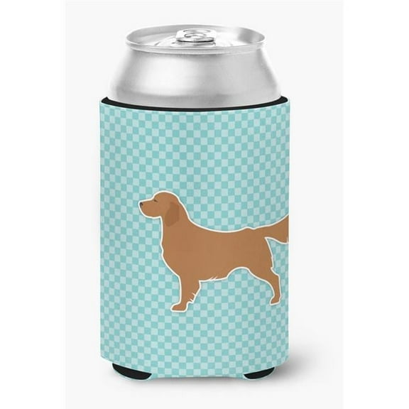 Golden Retriever Checkerboard Blue Can or Bottle Hugger