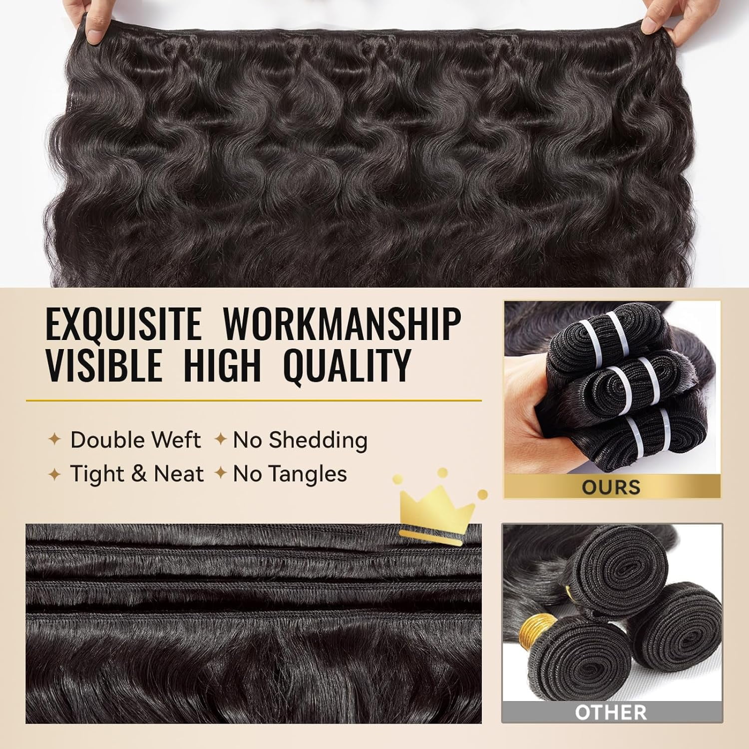WEQUEEN 18 20 22 inch Body Wave 3 pcs Bundles Human Hair 16A Brazilian Virgin Hair Bundles Thick Weave Natural Black for Women
