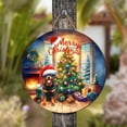 thumbnail image 4 of Merry Christmas Rottweiler Santa Hat Xmas Tree Winter Holiday Round Wood Sign Rottie Dog Lover Gifts Idea Hanging Wall Home Decor - 01013, 4 of 5