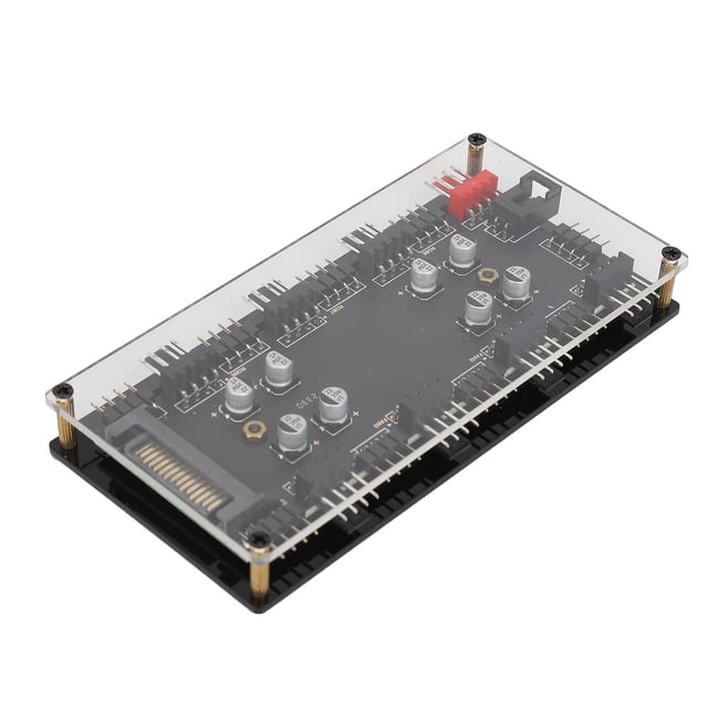 Hub ARGB PWM De 8 Puertos, Profesional 12V 4PIN 2 En 1 Cubierta Acrílica ARGB PWM Hub Para Ventilador De Caja De Computadora