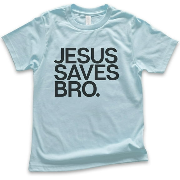 Kids Jesus Saves Bro Shirt, Youth Kids Boy Girl T-Shirt, Religious Shirt, Christian T-shirt, Faith Shirt, Light Blue, Medium