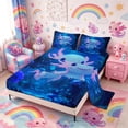 thumbnail image 2 of Meiyoeat Ocean Salamander Bed Sheets 4-Piece, Cute Underwater World Full Size Sheets, Blue Pink, 1 Fitted Sheet, 1 Flat Sheet, 2 Pillowcases, 2 of 6
