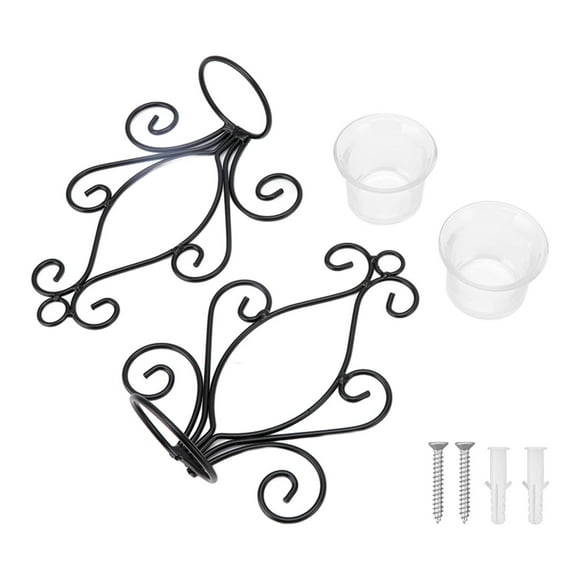 YUMILI Candle Holder, 2 Set Candle Holder Wall Sconce European Style Swirl, Iron Art Pattern Wall Mounted Candle Holder with Tray for Bedroom