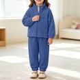 thumbnail image 5 of Cethrio Girls Fleece Pajama Sets Long Sleeve, 2 Piece Crew Neck Comfy Girls' Sleepwear Blue Size 2-3 T, 5 of 6