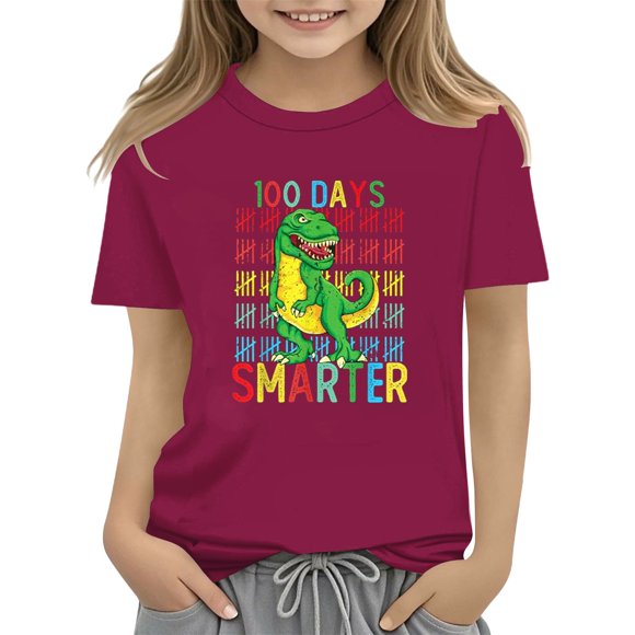 LNMQLPDBS Cute Summer Tops 100th Day of School Shirt Short Sleeve Crewneck Colorful Numbers Printed Tshirts Unisex Baby Clothes